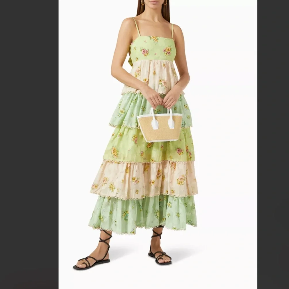 Alemais - Clementine Tiered Dress Multi Pastel Floral - size AUS 12 or US 8 - Picture 4 of 16